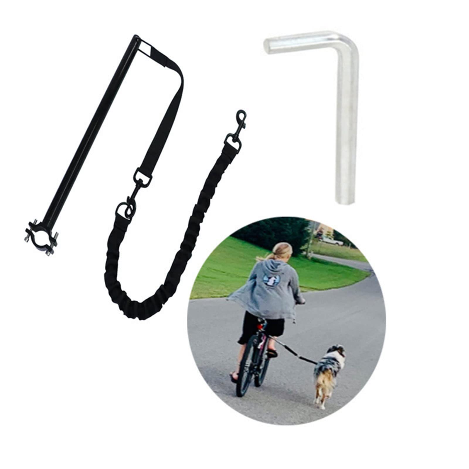 Laisse De Marche pour Vélo, Laisse De Vélo Mains Libres Amovible avec Sangle Rembourrée, Facile À Installer, Convient À Tous Les Types De Vélos Et À Toutes Les Races De Chiens