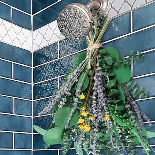 70pcs Mixed Dried Lavender and Eucalyptus for Shower Hanging with Rose 3 Kinds Natural Eucalyptus Stem and Leaves Lavender Bouquet Greenery for Home Decor Wedding Vase