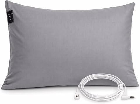 2pcs Grounding Pillowcases King Conductive Silver Fiber Grounding Pillow Cover with 15ft Cord Soft Safe for Better Sleep Gray 20x36in