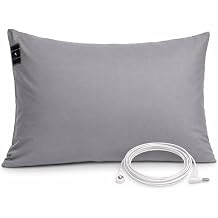 2pcs Grounding Pillowcases King Conductive Silver Fiber Grounding Pillow Cover with 15ft Cord Soft Safe for Better Sleep Gray 20x36in