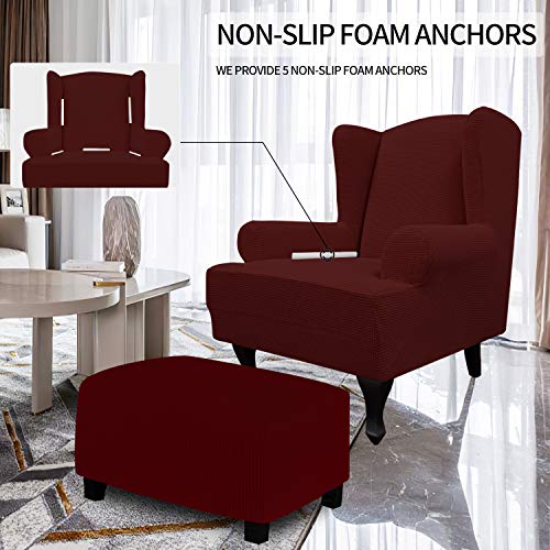 Image of Easy-Going Stretch Large Wingback Chair Sofa Slipcover Wine