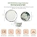 222 Fifth 12-Piece Porcelain Dinnerware Set for 4, White & Sage Green Plates and Bowls Set, Glossy Ceramic Dish Set with Detailed Floral Design, Microwave & Dishwasher Safe Dishes for Dining, Brittany