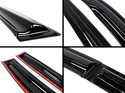 JDM 3D Style Wavy Smoked Window Visor Rain Guard Deflector Compatible with 2016-2021 10th Honda Civic 4 Door Sedan