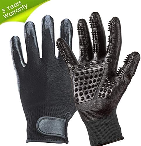 LibbyPet Pet Glooming Gloves for Cats and Dogs Hair Remover Deshedding Brush Glove Combing Massage for Long & Short Fur – Left & Right Hand (Black-S)