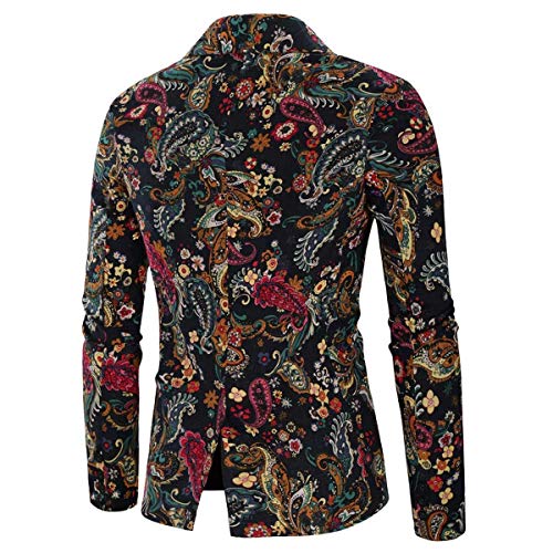 Mens 2 Piece Print Suit Floral Party Dress Jacket Slim 2 Button Blazer Pants #TOP2
