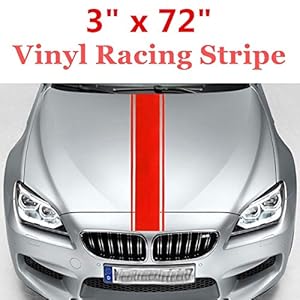 3″x 72″ Racing Stripe Vinyl Pinstripe Hood Decals Stickers Auto Vrachtwagen Voertuig (Color Name : Red)