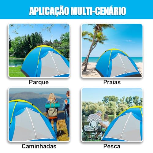 Barraca de Camping, 205 * 145 * 105cm, Barraca, Barraca de Camping 3/4 Pessoas Impermeavel, para 3 a