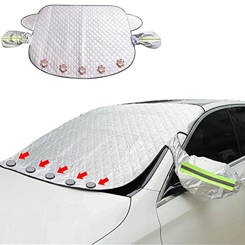 AULESSE Protecteur de pare-brise avant avec 5 aimants pour arrêter la neige, la glace, le soleil et le givre sur le pare-brise avant, adapté à la plupart des voitures, SUV Cover