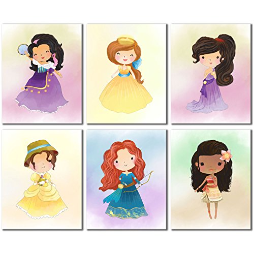 Ultimate Princess And Heroine Kids Art Prints - Set Of 24 Original (8 Inches X 10 Inches) Watercolor Photos #TOP4