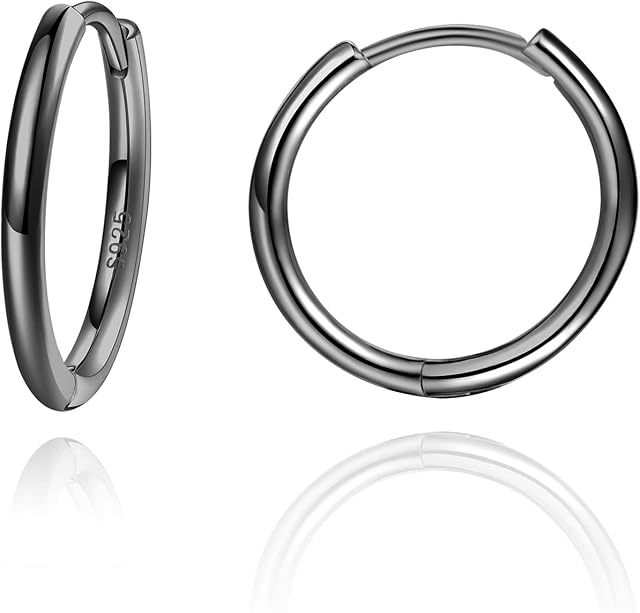 2mm Thickness Small Cartilage Huggy Hoop Earrings 925 Sterling Silver 8mm 10mm 12mm 14mm 16mm Cartlidge Helix Mini Hinged Huggie Hoops Sleepers Earrings