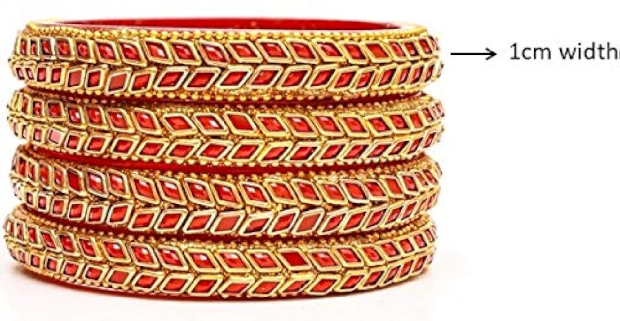 Golden Diamond Cutting Glass Bangles Kadas Set, Size 2.4, 2.6, 2.8