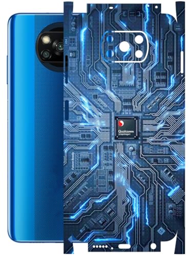 Image of AtOdds - Full Body Back Screen Guard Protector Film - Lamination Wrap Skin Sticker Compatible with Poco X3 PRO | Scratchproof Matte Finish (Circuit)
