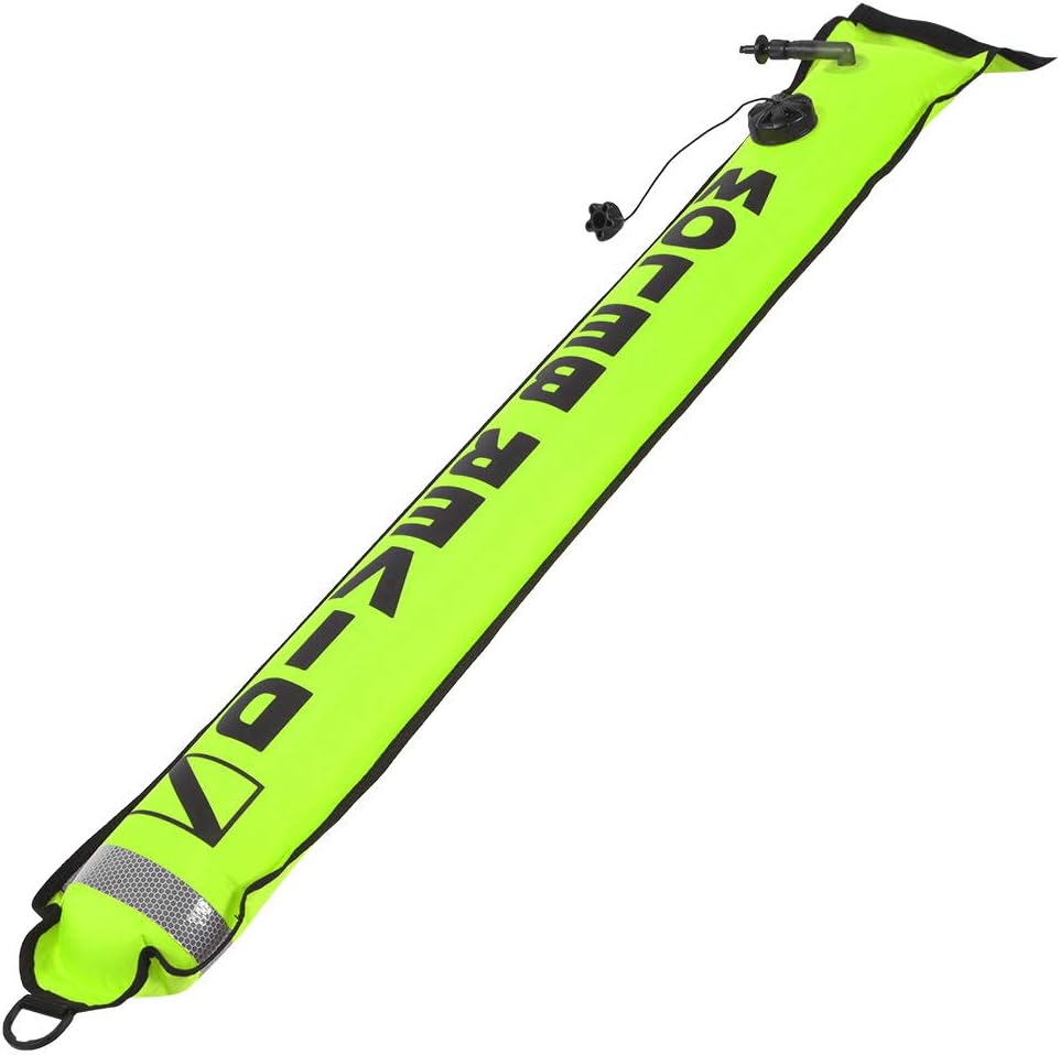 Agatige Surface Marker Buoy, 6FT High Visibility Inflatable Scuba Diving SMB Signal Tube with Reflective Strip Freediving Safety Sausage Float Accessory for Diver Underwater Sports