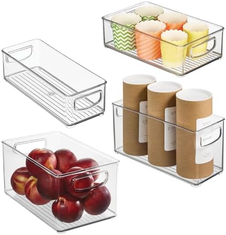 iDesign Juego de 4 cubos organizadores apilables de plástico reci...