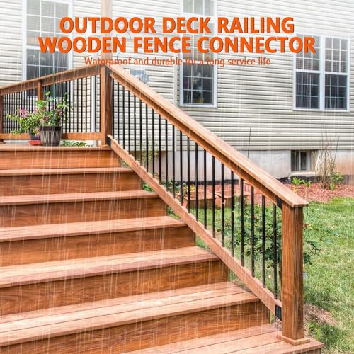 ITEVE.GD Deck Railing Brackets Connectors 4Pair,U-Shaped Concealed Brackets for 2"x4" (Actual 1.5"x3.5") Wood Posts,Black Powder Coated Brackets for Stair Fence Railings W/Hardware… by ITeVe.GD - Image 4