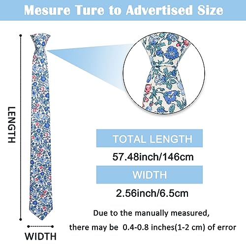 Image of Mantieqingway Men Skinny Tie Cotton Floral Necktie for Wedding Groomsmen Tie