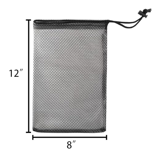 10PCS 8x12inch Black Nylon Mesh Drawstring Bags with Closing Drawstring Locks Multi Purpose Organiser for Storing Small Ball/Socks/Clothing/Diving Equipment4
