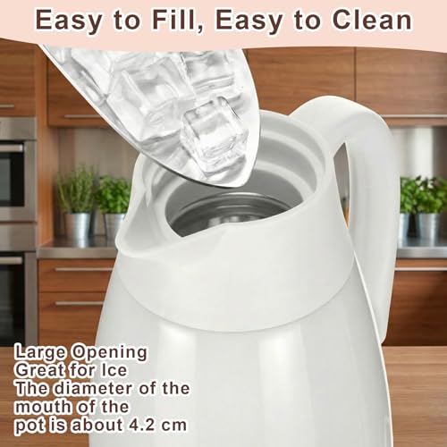 Image of Norme 2 Pcs Thermal Coffee Carafe Insulated Stainless Steel Coffee Carafe for Hot Liquid Vacuum Thermal Pot Creamer Pitcher Dispenser with Brushes Keeping Hot Water Milk (Beige,51 oz)
