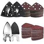 LEILUO 127 Pcs Multi Tool Sanding Pad Kit 2Pcs 3-1/2 Inch Triangle Sanding Pads 2Pcs Fingertip Sand Pad 120Pcs Sandpaper 3Pcs Adapters Compatible with DeWalt Dremel Milwaukee and More