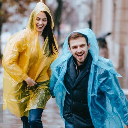 Gerhannery Waterdichte Regenponcho Met Zak, 2 Stuks Herbruikbare Regencape Draagbare Regenjas voor Dames en Heren, Regenponcho Volwassenen Met Kappen Regenjas Voor Concert Festival Wandeltochten