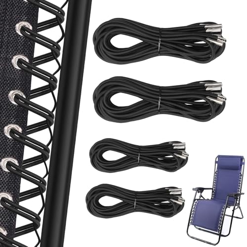 Zero Gravity Chair Replacement Cord,Antigravity Chair Replacement,4 Pack Elastic Cords Repair Tool Kit for Repairing Zero Gravity Chair(Black)