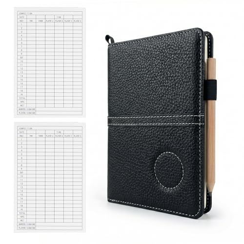 QFWFG Golf Scorecard Holder Set, Leather Waterproof Golf Sco