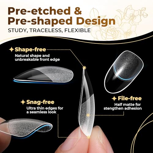 Image of UNA GELLA Oval Fake Nails Pre-shape 504pcs Almond Gel Nail Tips Round Almond Press on Nails for Full Cover Acrylic Round Oval Full Nails False Nails 12 Sizes False Soft Gel Tips