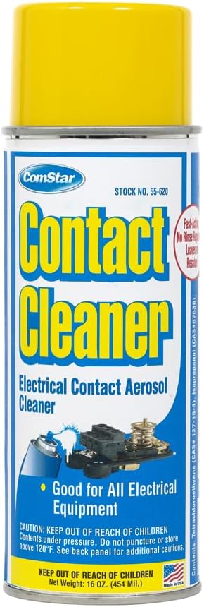Contact Cleaner, 16 Ounces, Fast-Drying Electrical Contact Aerosol Cleaner, High Dielectric Strength, Removes Grease, Grime & Dirt, Safe for Relays, Motors & Thermostats (55-620)