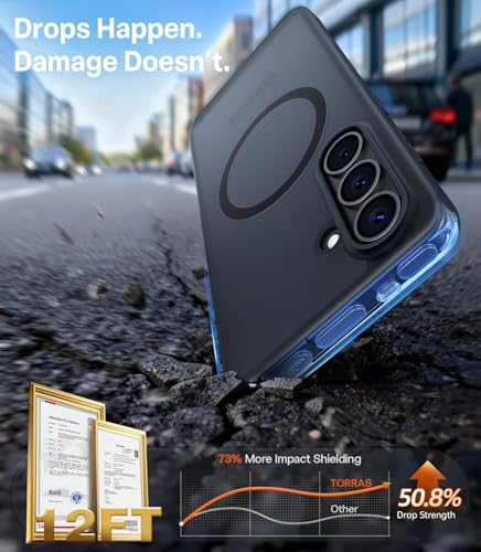 Image of TORRAS Magnetic for Samsung Galaxy S26 Plus Case, [Military Grade Tested] Shockproof Translucent Slim Back Cover, Strong Magnet, Anti-Fingerprint for Galaxy S26+ 6.7'' 5G Phone Case Black