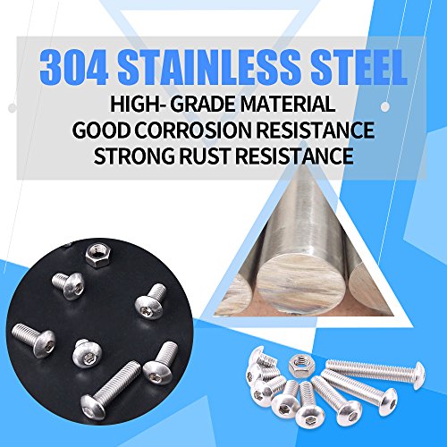 Glarks 150Pcs M5 Stainless Steel Button Head Hex Socket Head Cap Bolts Screws Nuts Assortment Kit #TOP4