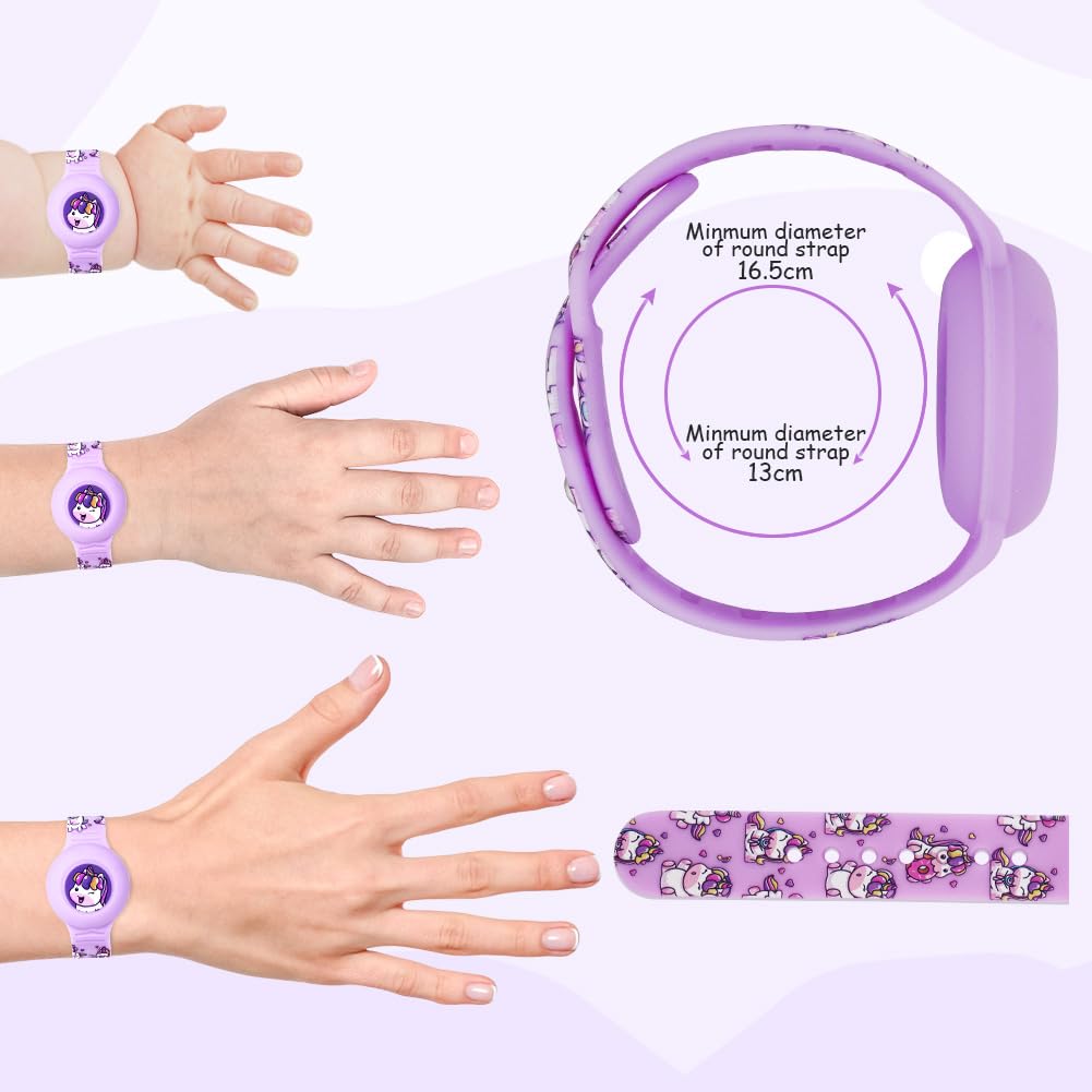 AXFEE Bracciale in Morbido Silicone per Bambini, 1 Pezzi Compatibile con Apple Airtag, Protettiva GPS Anti-Perso, Localizzatore di Monitoraggio Regolabile, Cinturino per Adolescenti Anziani, Viola - 2