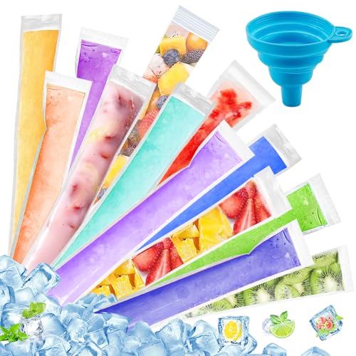300 Pezzi Sacchetti per Ghiaccioli Usa e Getta con Imbuto per DIY Yogurt Frullati Gelato - BPA Free Ice Popsicle