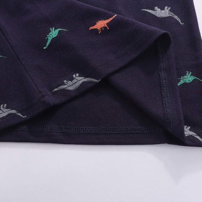 Image of Boys Dinosaur Graphic Collared Dress Polo Shirts for Child Toddler 2-7years