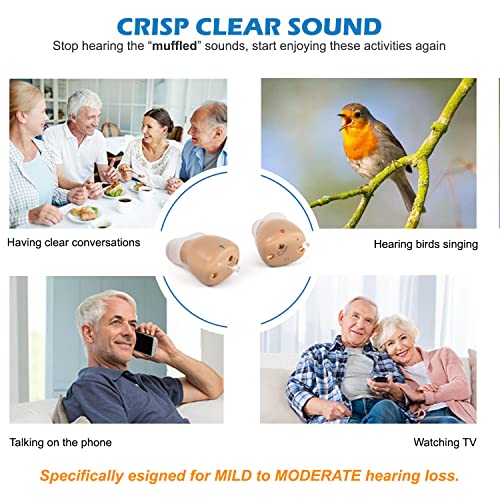 Rechargeable Hearing Amplifier To Aid And Assist Hearing Of Seniors And Adults, Invisible Mini Digital Amplifiers Small & Light, Stay Secure In The Ear When Wearing A Mask | R&L C20 Pair #TOP5