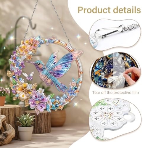 Image of HASTHIP Bird Hanging Diamond Art Kits for Adults Pendant Suncatcher