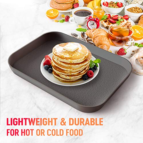 Mueller Reversible Serving Tray, European Made Platter, 2In1, Rectangular Non-Slip Tray, Shatter-Proof, Non-Toxic, For Coffee Table, Kitchen, Outdoors, Dishwasher Safe, Gray #TOP4
