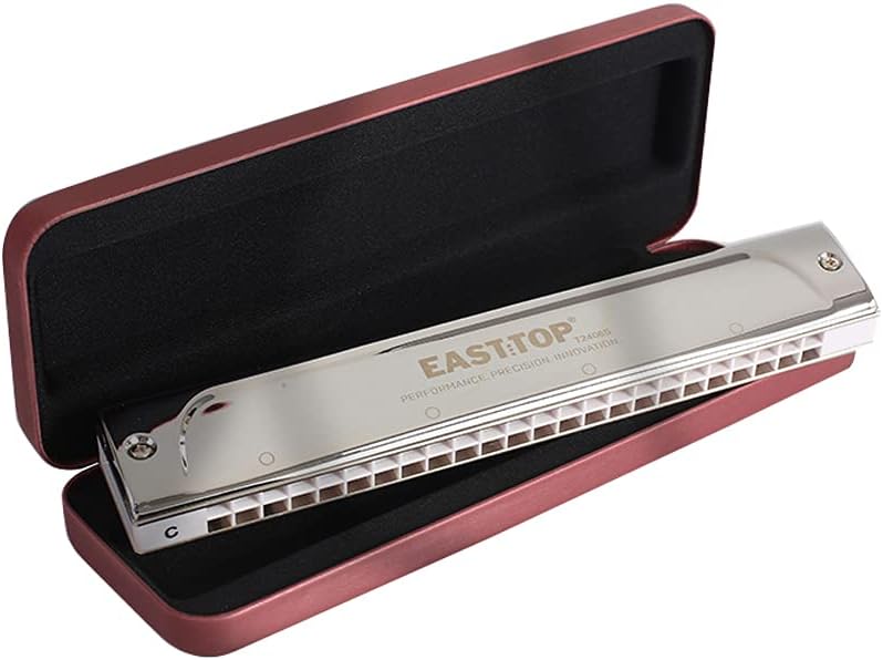 T2406S Tremolo Harmonica 24 Holes Professional Mouth Organ Polyphonic Harmonica For Adults Professional Players Students Musical Instrument (key of Eb)