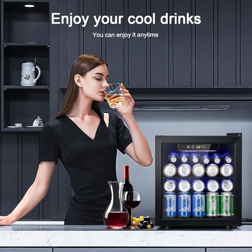 Image of Antarctic Star 12 Bottle /48 Can Beverage Refrigerator, Wine Cooler /Cabinet, Mini Drink Fridge, Clear Front Glass Door Counter Top Red Cellar Beer Soda Bar Quiet Compressor Freestanding 1.3 cu.ft.