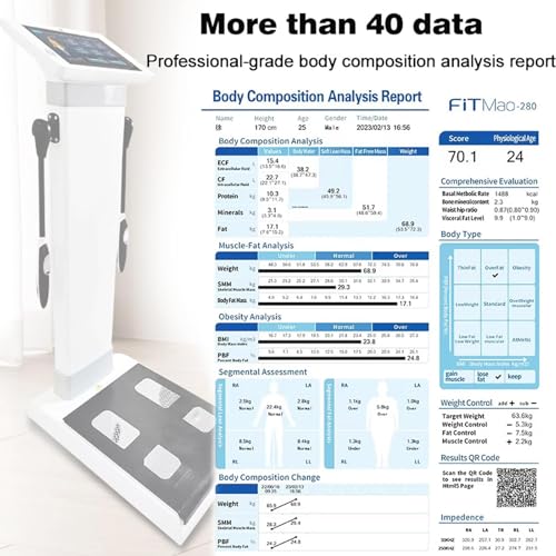Analizzatore di composizione corporea, bilancia digitale con display LCD, misura grasso corporeo e muscoli, tiene traccia dell'altezza e del peso