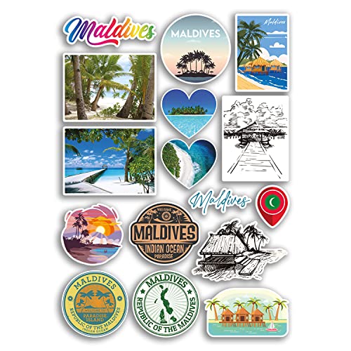 A4 Aufkleber Bogen Malediven Vinyl Aufkleber - Sehenswürdigkeiten Stadt Strand Flagge Karte Urlaub Koffer Gepäck Scrapbook Kultur Reisen #78873