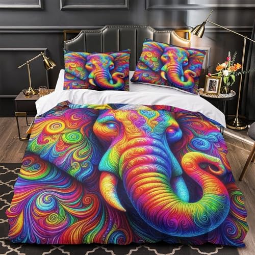 Ensemble de lit éléphant 3D en microfibre de qualité supérieure 220x240cm - 3