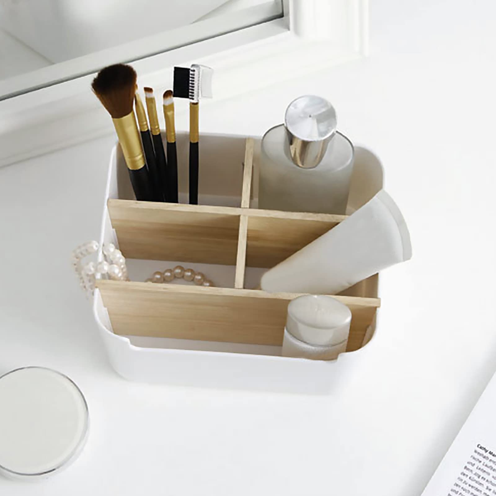 Seasboes Organizer da scrivania 5 scomparti in bambù nero