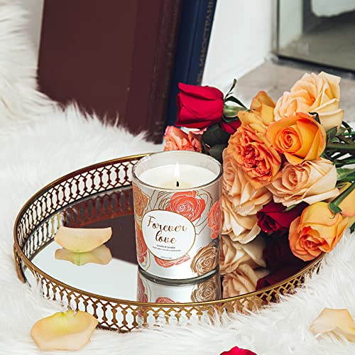 Birthday Gifts For Women, Best Gifts Ideas For Women From Him/Boyfriend/Husband, Rose Candles - Forever Love - Classic 11.3 Oz Large Jar Candle, Romantic Scented Candles #TOP5
