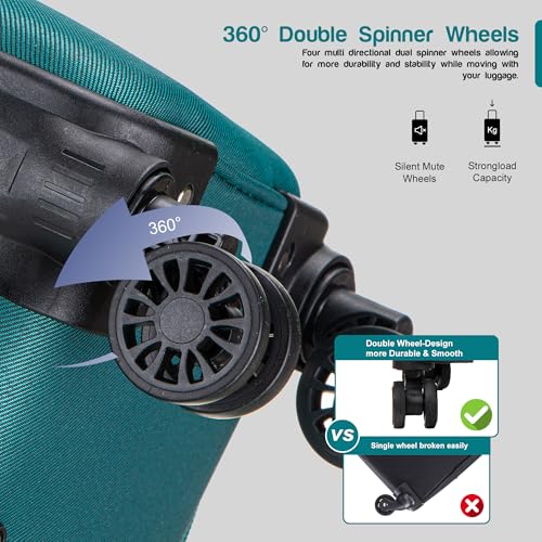 Aerostar Medium 26” Lightweight Softshell Expandable Suitcase, Integrated Combination Lock, 4 Wheels Check In Luggage For 15 To 20Kg (Teal, 77 Litres) - 4