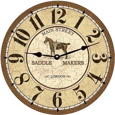 Main Street Saddle Makers Clock- Horse Wall Clock-Equestrian Clock - 12 inch