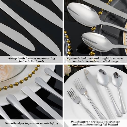 Image of 120PCS Windsor Silverware Set - Stainless Steel Silverware Set for 24 Kitchen Flatware Set Cutlery Set For Home Restaurant Hotel, Kitchen Dishwasher Safe Utensils Set Weddings, Parties, Gifts