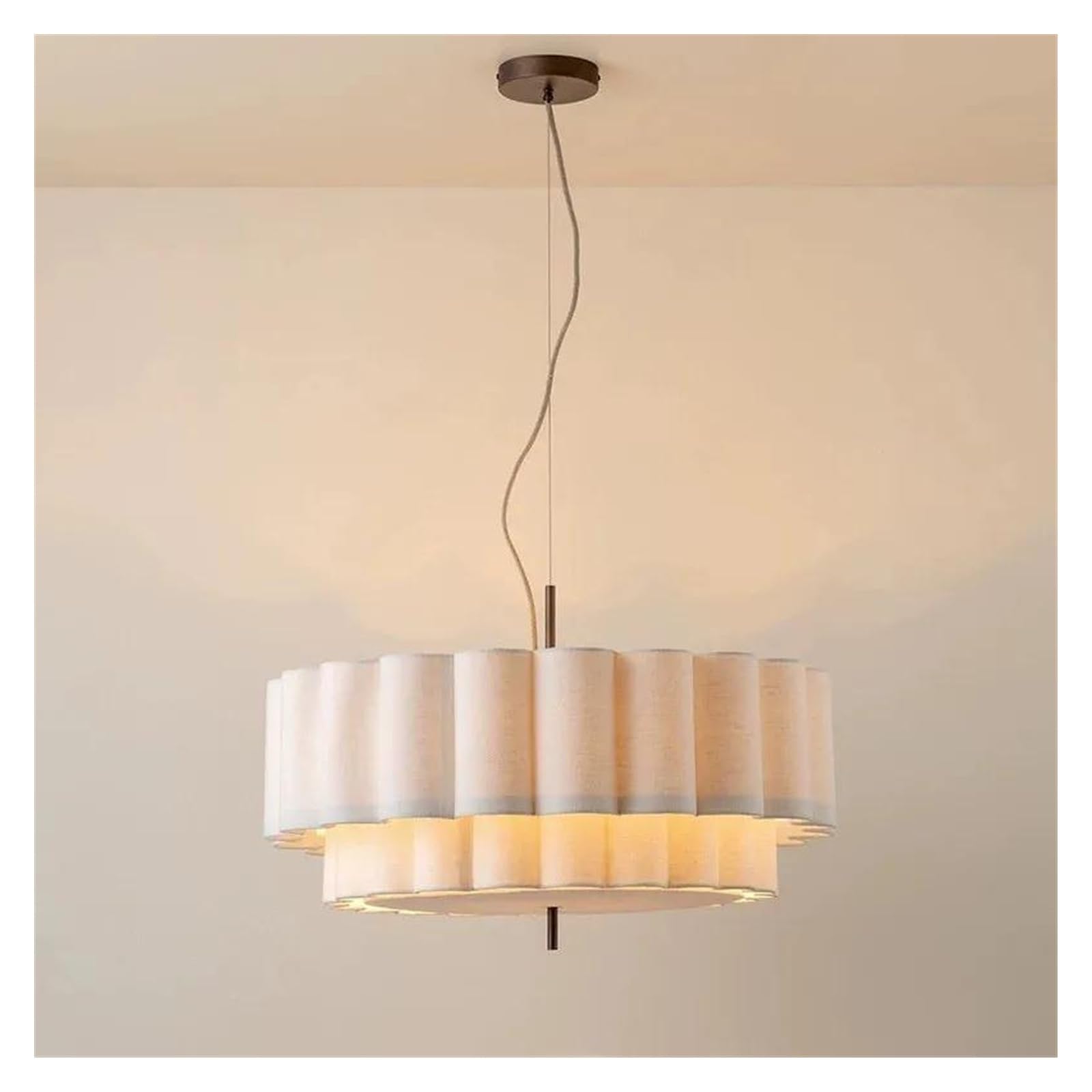 HYJAUSXB Nordic Retro Living Room Chandeliers Lighting Fabric Restaurant Pendant Lights French Medieval Bedroom Hanging Lamps(D50cm)