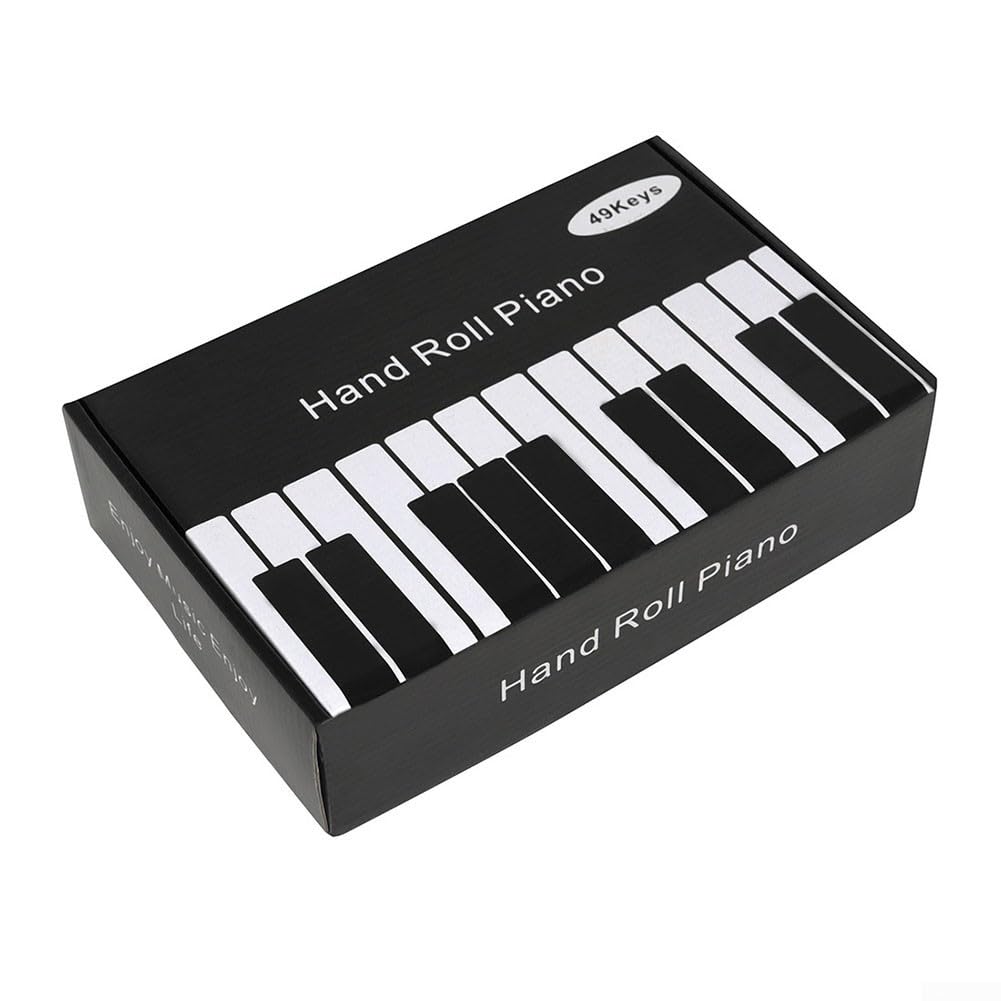 SPORTARC Tastiera elettronica arrotolabile a mano, pianoforte pieghevole e flessibile, 49 tasti, con cavo di ricarica USB, per principianti (nero)