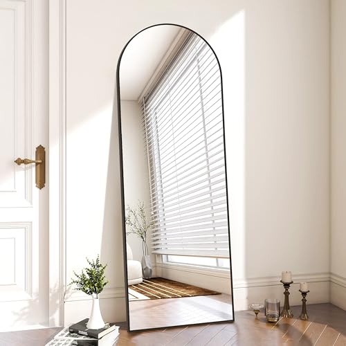 Image of Alpen Arched Full Length Mirror, Floor Mirror with Stand, 59.1 inchx16.1 inch Mirrors for Home Decor, Full Length Body Floor Mirrors, Wall Mounted Mirror for Bedroom, Black