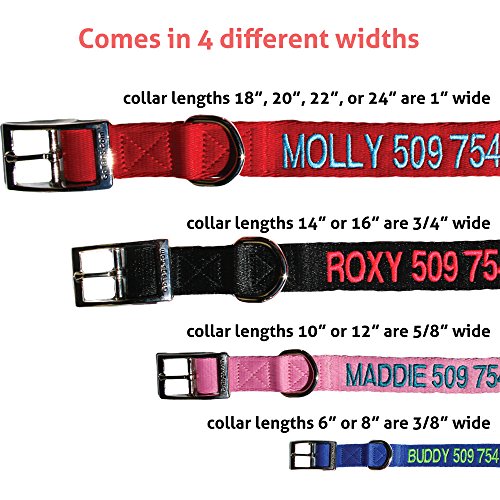 Gotags Custom Embroidered Dog Collar With Metal Buckle, Personalized Dog Collar With Pet Name And Phone Number, 10 Collar Sizes For Puppy And Dogs Extra Small, Small, Medium Or Large #TOP3